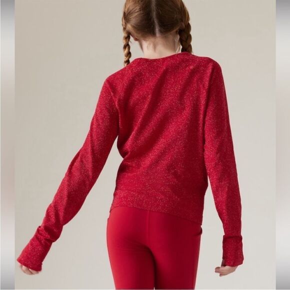 NWT Athleta Girl Red Power Up Shimmer Top! - Picture 2 of 8